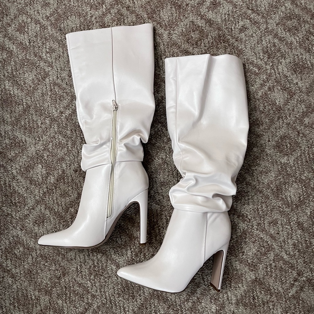 Elegant White Knee-High Boots